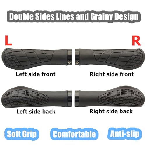 Bike Handlebar Grips, Soft Rubber Grips Anti-Slip for MTB BMX, Black