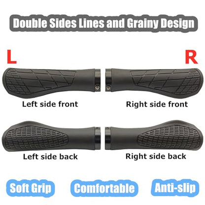Bike Handlebar Grips, Soft Rubber Grips Anti-Slip for MTB BMX, Black