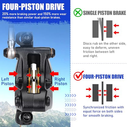 TOBWOLF MTB Hydraulic Disc Brake Set, Four-Piston Bike Brake Upgrade Kit - color: Upgrade Hydraulic Disc Brake Set - Four Piston