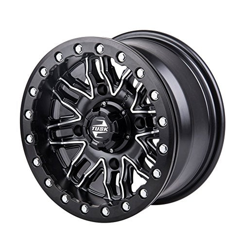 TUSK 4/137 Nebo Beadlock Wheel 14x7 4.0 + 3.0 Machined/Black Compatible with Can-Am Maverick Sport 1000R X XC 2020-2023
