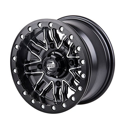 TUSK 4/137 Nebo Beadlock Wheel 14x7 4.0 + 3.0 Machined/Black Compatible with Can-Am Maverick Sport 1000R X XC 2020-2023