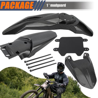 Front Rear Fender Kit Mudguard Number Plate Compatible with Talaria Sting MX3 MX4 MX5 Electric Dirt Pit Bike Motorcycle-Carbon Fiber - color: Fender Set, size: Carbon Fiber