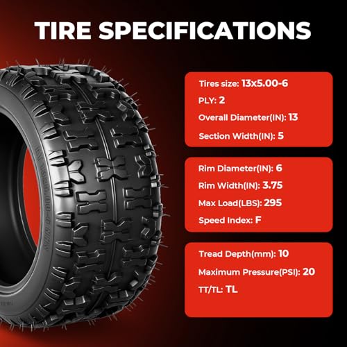 Set of 2 13x5-6 ATV UTV Tires, 13x5x6 All-Terrain Tires