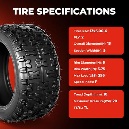 Set of 2 13x5-6 ATV UTV Tires, 13x5x6 All-Terrain Tires