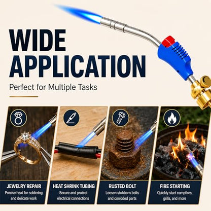 Mapp Gas Torch Head, 360° Rotatable Propane Torch, Welding Torch - color: Blue