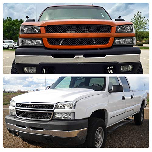 DWVO Headlight Assembly Compatible with 2003-2006 Chevy Avalanche Silverado 1500 1500HD 2500 2500HD 3500/2007 Chevrolet Silverado Classic Pickup Headlamp (Black Housing Clear Reflector Clear Lens) - color: A Black Housing Clear Reflector