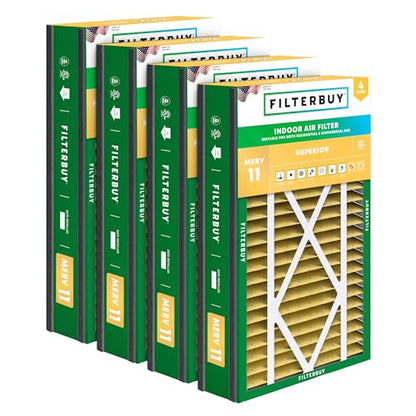Filterbuy 16x25x3 Air Filter MERV 11 Pet & Allergy Defense (4-Pack) - style: 16x25x3