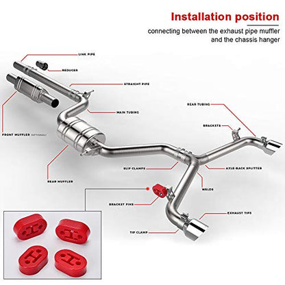 Universal 4PCS PolyUrethane Exhaust/Muffler Rubber Short Hanger Insulator Bracket Bushing Mount 10mm Red - color: Red