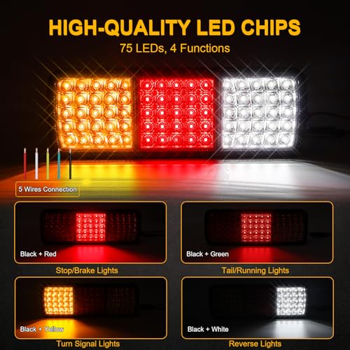 2Pcs 75 LED Truck Tail Lights Bar Kit Super Bright IP68 Waterproof - color: Tail Lights-C
