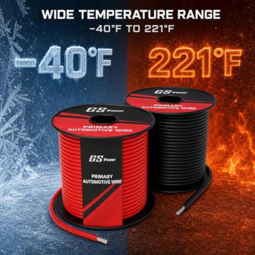 GS Power 10 Gauge Wire Automotive - 200ft CCA Primary 2 Spools - size: 10 Gauge-100 ft-Non-Bonded