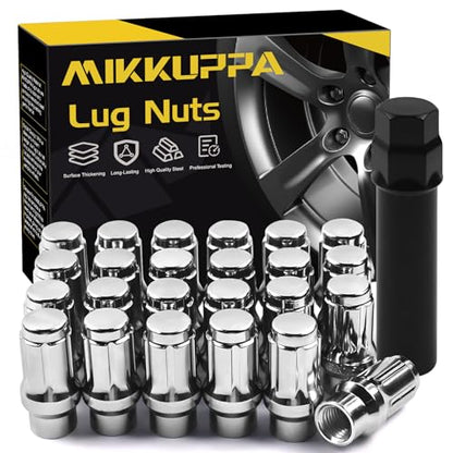 MIKKUPPA M12X1.5 Extended Lug Nuts, Chrome 24PCS Extended Thread Tire Nut - color: Chrome, size: M12x1.5, style: 24 PCS - Extended