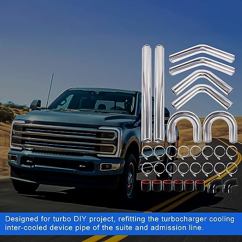 Universal 3" Inch Aluminum Intercooler U-Pipe Kit W/Silicone Hose and Stainless Steel T-Clamps
