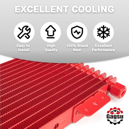 Low Pressure Drop Transmission Oil Cooler LPD47391 4739 40,000 GVW with Mounting Hardware (Red) - color: red