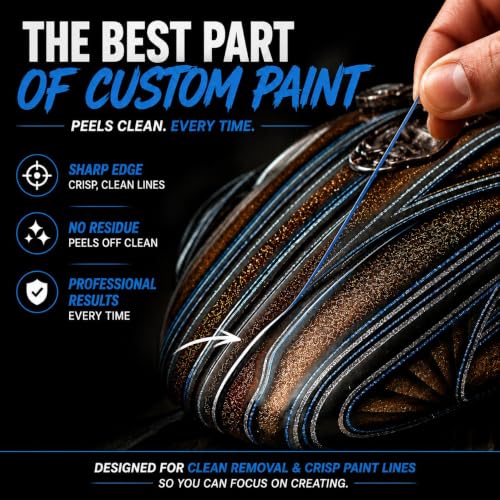 LiME LiNE Flexible Vinyl Fine Line Masking Tape for Automotive Custom Paint, No Residue Fineline Blue 1/4",1/8", 1/16" (E. 1/4" - Pack of 3) - color: 1/4" - Pack of 3