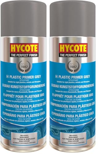 Hycote High Build Aerosol Car Spray Paint, Grey Plastic Primer, 13.5 Oz (Pack of 2) - color: Grey Plastic Primer, size: 13.5 Ounce (Pack of 2)