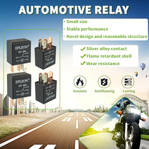 5 Pin 12V 30A SPDT Relay High Performance Multi-Purpose Waterproof Stable Relay for Auto Universal Replacement Accessories(Pack of 4pcs) - size: 5 PIN 4PCS