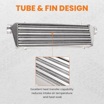 maXpeedingrods Universal Front Mount Intercooler 27" X 7" x 2.5" Tube & Fin 2.5" Inlet & Outlet Aluminum, Silver