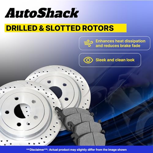 AutoShack Front & Rear Coated Rotors & Ceramic Pads for Chevy Traverse 2017 - style: TurborGuard & Pad