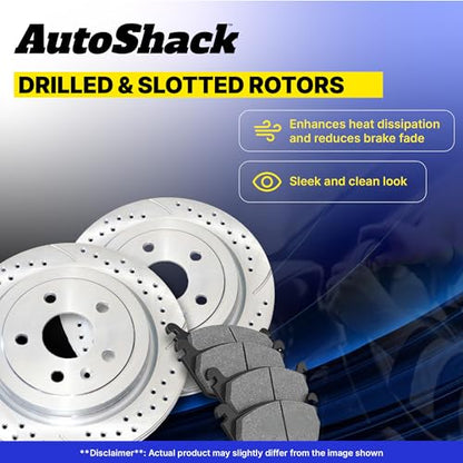 AutoShack Front & Rear Coated Rotors & Ceramic Pads for Ford Escape 2019 - style: TurborGuard & Pad