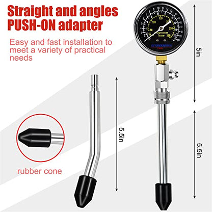 AutoWandererTool 9Pcs Compression Tester with Spark Plug for Small Engine - size: Gauge Set with Spark Plug Tester