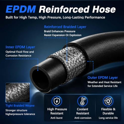 Upgraded Engine Heater Hose Aluminium T-Connector Pipe with Engine Radiator Coolant Hose O-Ring Seal Set Compatible with Ford F-150 Mustang Lincoln Mark Replace # DR3Z-8566-A - size: T-Connector Pipe&O-Ring
