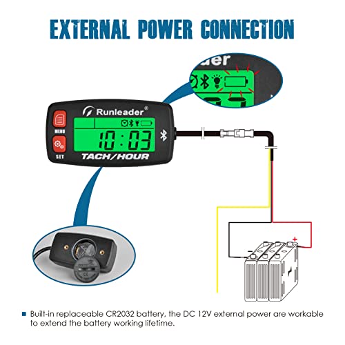 Runleader RL-HM032-BT Bluetooth Shunt Hours Tachometer with Backlight