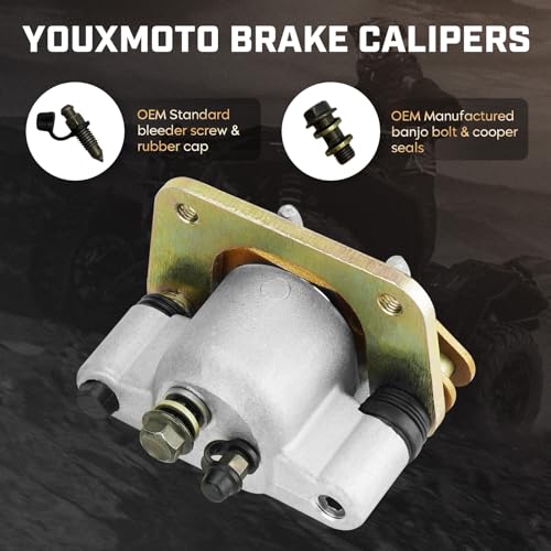 Youxmoto Rear Left/Right Brake Calipers Set with Pads, 2014-2021 Fit for Polarisfor Ranger 570/570-4 Crew; 2015-2020