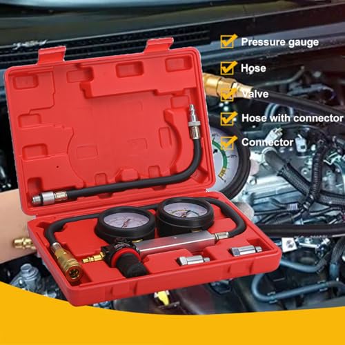 TU-21Cylinder Leak Down Tester Kit, Automotive Engine Compression Leakage Test Kit for Cars Trucks Motorcycles - color: Red-1