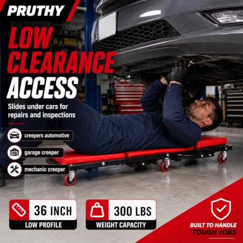 Mechanic Creeper Folding 2-in-1 Rolling Seat All-in-One Adjustable Roller Garage Creepers Automotive, Lay Down or Sit, Car Roller Creeper with 6 Swivel Casters
