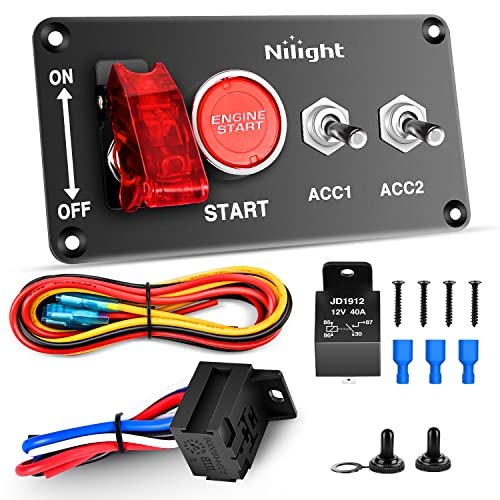 Nilight Ignition Switch Panel with Engine Push Button 12V 4 in 1 - color: Red 4 in 1 Panel