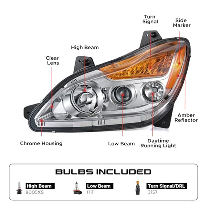 VRC Headlight for 2022 2023 2024 Kenworth T680 Next Gen P546156100 - size: 2022-2024 Left Driver Side