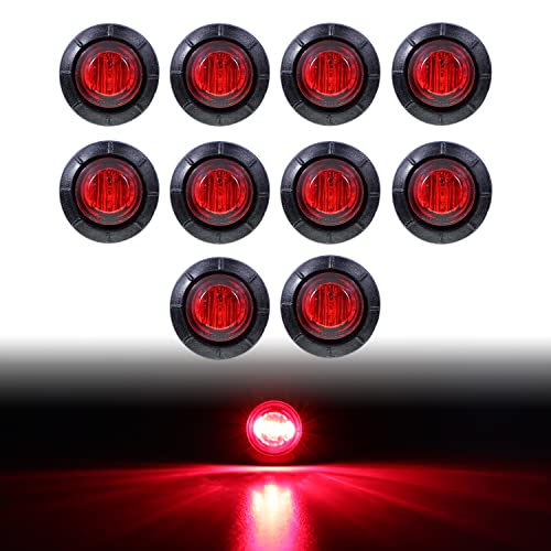 TMH (10 Pcs 3/4 Inch Mount Red LED Clearance Markers Bullet Marker lights, side marker lights, led marker lights, led side marker lights, led trailer marker lights, rv marker lights - color: 10pcs Red