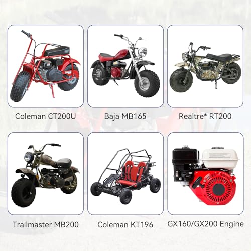 Long Exhaust Pipe with Muffler Compatible with Predator 212cc 196cc Coleman CT200U BT200X Axis M200 Mini Bike 6.5hp GX160 GX200 Clone Engine KT196 Go Kart with Heat Shield Tape Main Jet Kit - color: Black