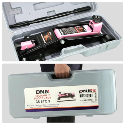 DNA Motoring 3 Ton Low Profile Floor Jack, 3 tons (6000 lbs) Capacity Fast Lift Hydraulic Trolley Service/Floor Jack, 7.7 "-21" Lifting Range, Pink, TOOLS-00674-PK - color: Pink, style: 3 ton
