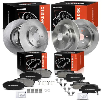 A-Premium Front Vented and Rear Solid Brake Rotors and Ceramic Pads Kit - style: 2002-2004