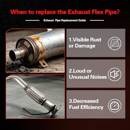 409 Stainless Steel Exhaust Stainless Y Flex Pipe Compatible with - size: 2007-2008 Escape 3.0L