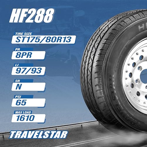 Set of 4 Travelstar HF288 ST175/80R13 97N 8 Ply Special Trailer Tire - size: ST175/80R13 8PR