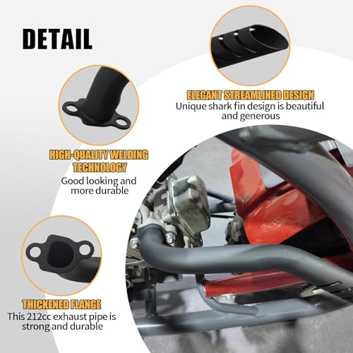 Mini Bike Exhaust Pipe Header Kit for Predator 212cc 224cc 196cc - size: black