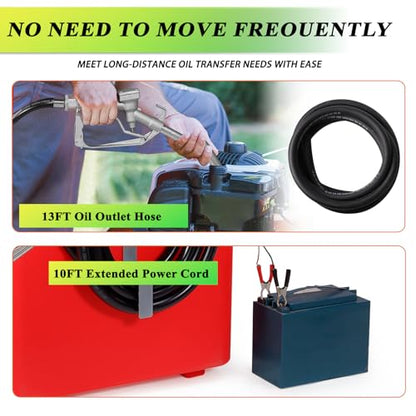 10GPM 12V Fuel Transfer Pump with Manual Nozzle, Particulate Filter，Cast Iron Heavy Duty for Gasoline Diesel Kerosene Biodiesel