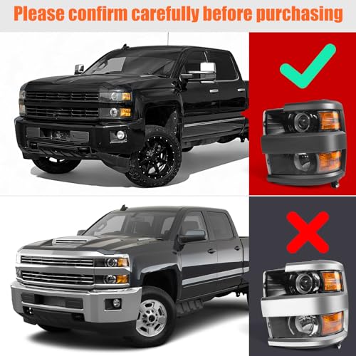 Headlight Fit for Chevy Silverado 2500HD 3500HD 2015-2019 Left - color: Black Housing, size: Left Driver Side