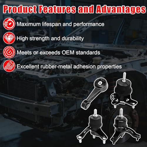 4 PCS Engine Motor Mount Set Compatible with Camry 2007-2011 3.5L - size: Camry 2007-2011
