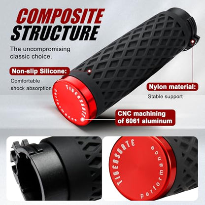 Red 1" Silicone Cable Throttle Grips with Rear End Cap - color: Red