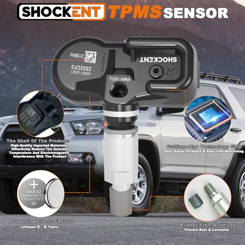 4260706011 Upgraded 315MHz TPMS Sensor Fits for:-Toyota Camry 2007-2011, 4Runner 2003-2018, Corolla 2007-2013, Matrix 2007-2013, Prius 2006-2015, Tacoma 2007-2015, Yaris 2007-2011 - 4pcs