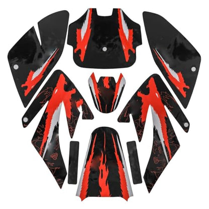 CRF70 Graphics Kit for 70cc–160cc Dirt Bikes – 9-Piece Set – Durable Plastic Decals for Thumpstar, Pitpro, Atomik, TaoTao, SSR, and More (Red) - color: Red