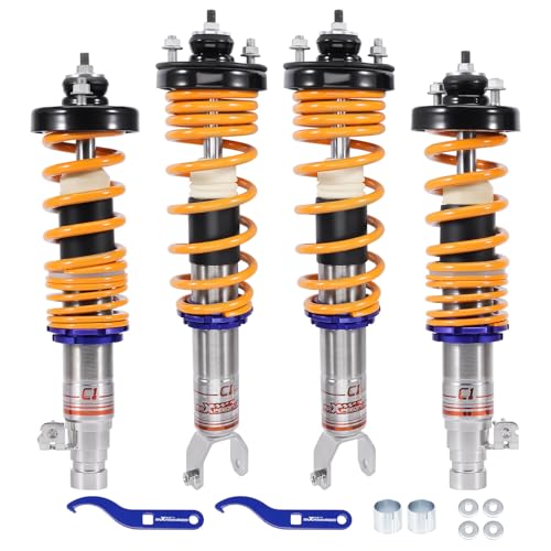 maXpeedingrods Coilover for Honda Civic MK IV Hatchback/Sedan 1987-1993, for Honda CRX 1979-1992, Height Adjustable Shock Struts, Preset Damping Street Comfort C1 Upgraded Series Lowering Kits Gold