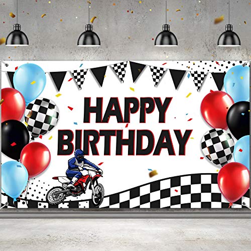 Sumind Dirt Bike Happy Birthday Banner Backdrop