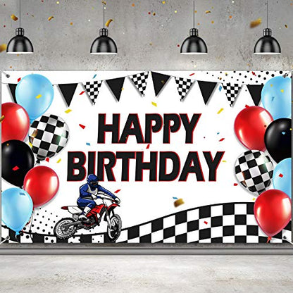 Sumind Dirt Bike Happy Birthday Banner Backdrop