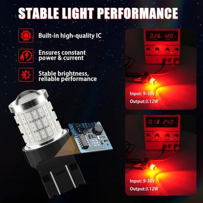 iBrightstar 7443 LED Bulb Red, 7440 LED Brake Light Bulbs Super Bright for Rear Brake Lights and Tail Lights, 2 Pack - color: Red, size: 7443