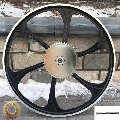 26 inch Black Aluminum Alloy Rear Mag Wheel/Bike Rear Rim 135MM with 44T Sprocket & 22T Single Speed Freewheel-Gas Motorized Bicycle