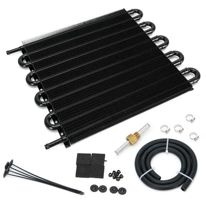 Universal 5/16" Transmission Oil Cooler Kit Aluminium alloy 10 Pass Tube & Fin Black - color: Black, size: 10 Pass